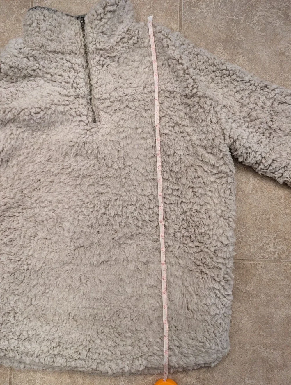 Thread & Supply Gray Ivory Quarter-Zip Sherpa Pullover S
